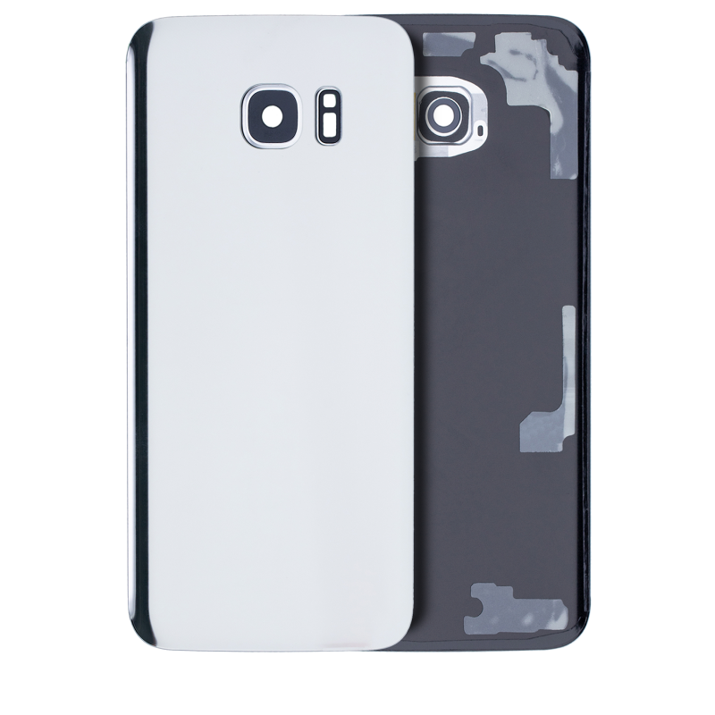 Back Glass Replacement with Camera Lens Compatible for Samsung S7 Edge (silver)