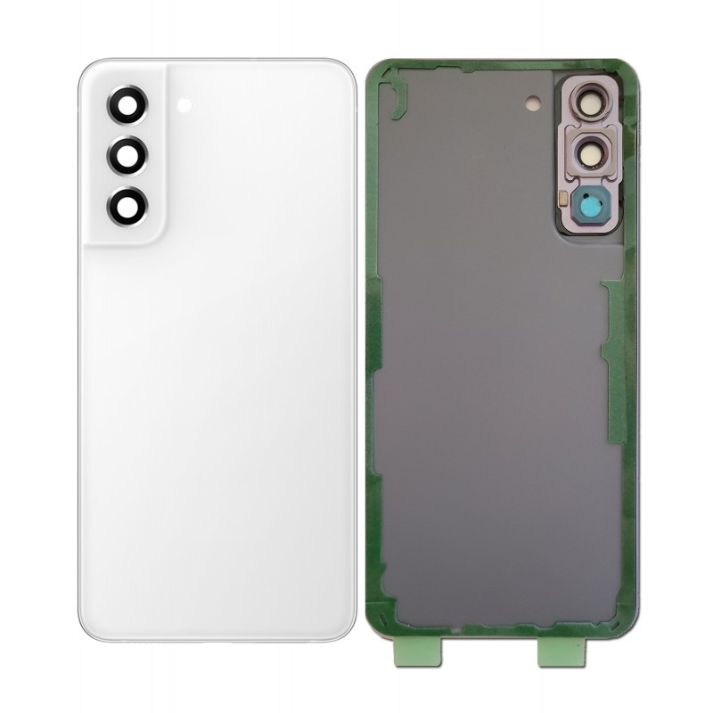 Back Glass Replacement with Camera Lens Compatible for Samsung S21 FE (White)