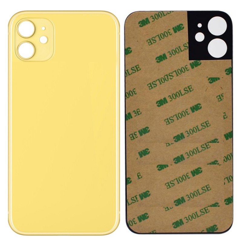 Back Glass Replacement Compatible for iPhone 11 (Big Camera Hole) (Yellow)