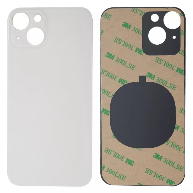Back Glass Replacement Compatible for iPhone 13 (Big Camera Hole) (Silver)