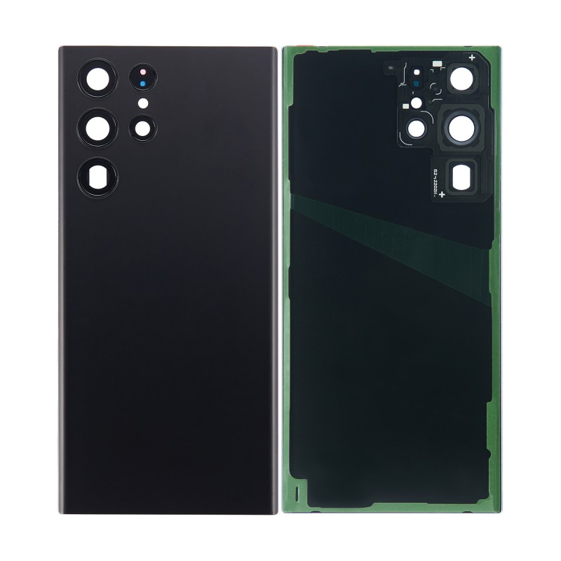 Back Glass Replacement with Camera Lens Compatible with Samsung Galaxy S22 Plus (Black)